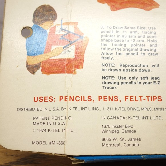 K-Tel E-Z Tracer Vintage 1974 Picture Tracing Tool - Picture 5 of 6